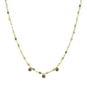 Collier en argent doré pierres naturelles tourmaline pampilles quartz fumé