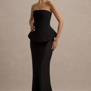 Ohio | Robe longue noire corset sans bretelles